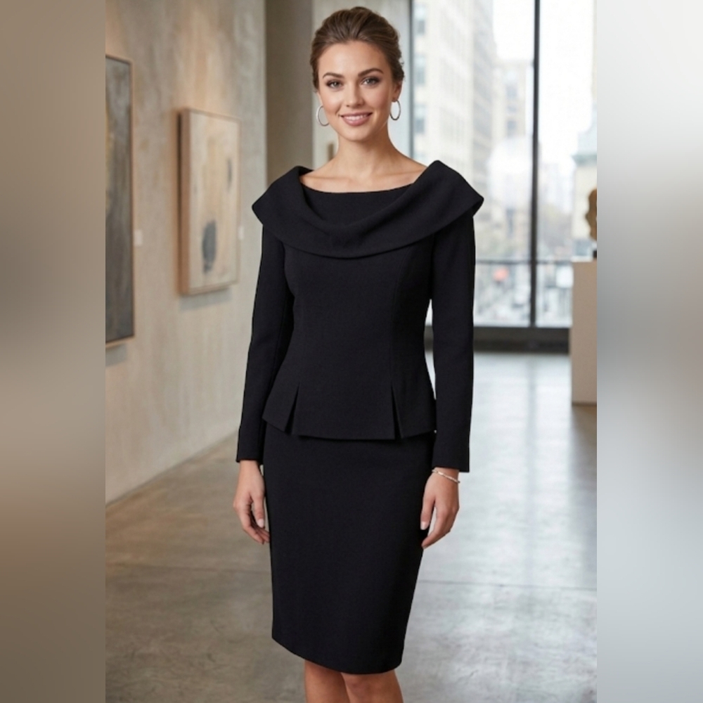 Elegant Black Long Cowl Neck Sleeve Dress size:L